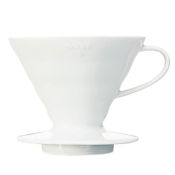 Hario V60 Ceramic Coffee Dripper Pour Over Cone Coffee Maker Size 02, White - Picture 3 of 13